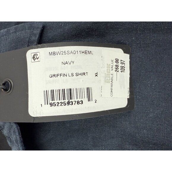 NWT RAG & BONE Griffin Hemp-Cotton Button Up Shirt Navy Size XL $268 - Picture 4 of 9